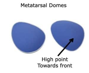 A pair of Metatarsal domes used for treating enuroma
