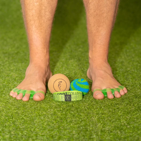 The Foot Exploration Kit with toe spreaders and hacky sack