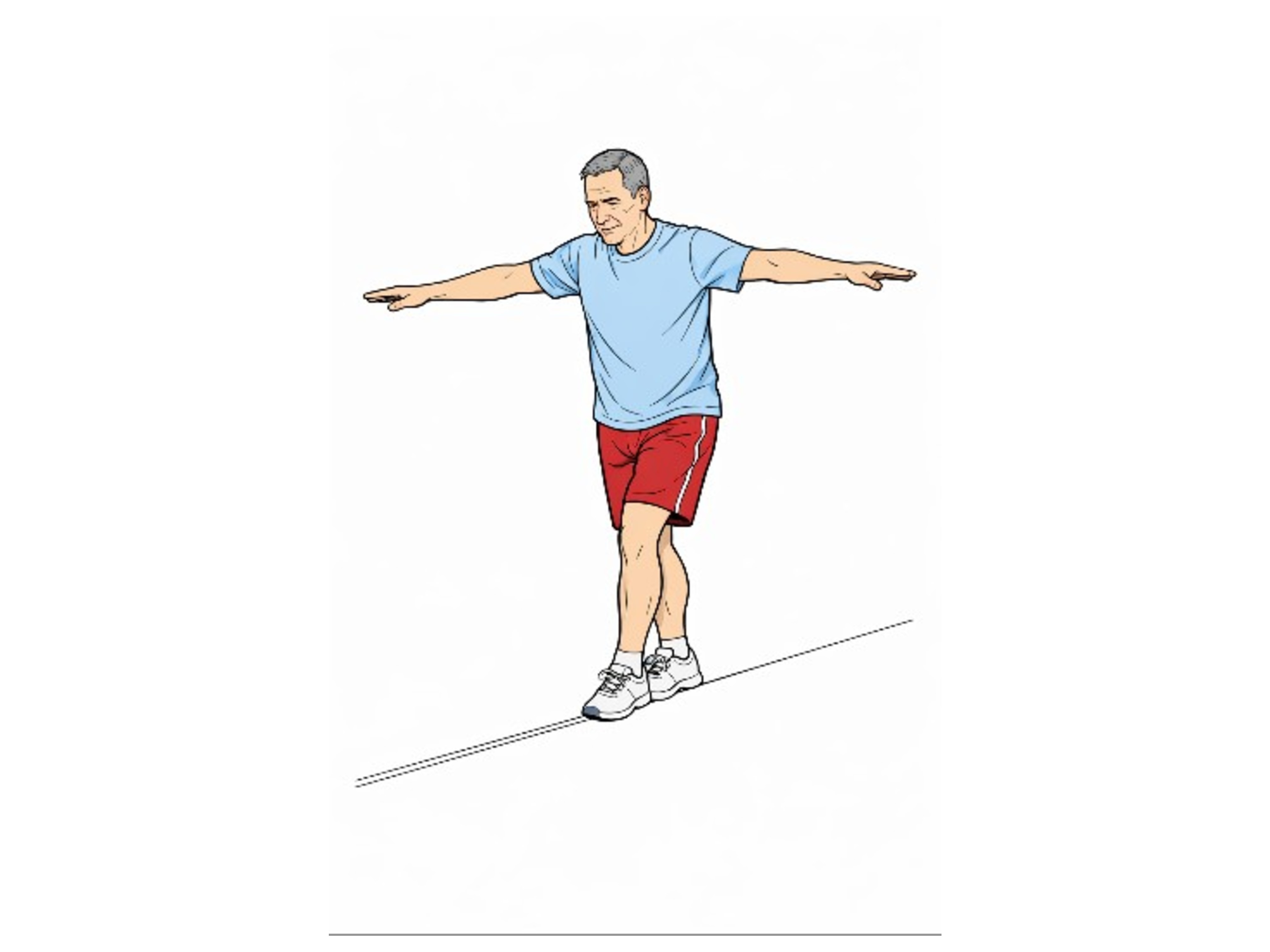 Man performing heel to toe walking